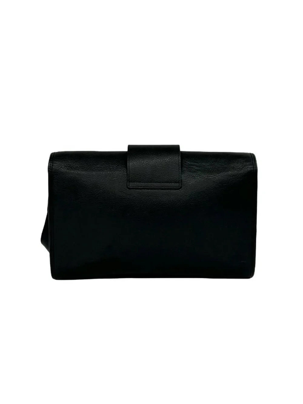 Saint Laurent Vintage YSL Logo Leather Shoulder Bag Pochette Black